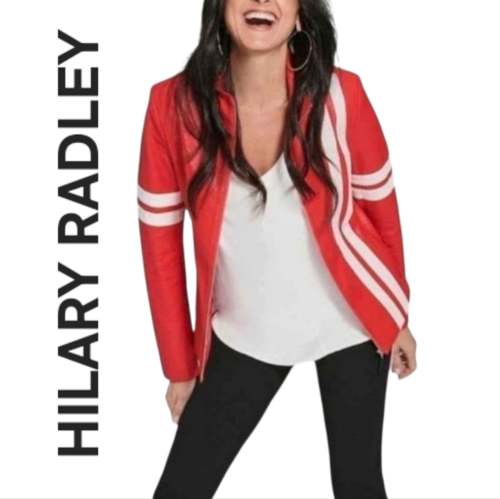 🏷️Hilary Radley for Katherine Barclay red leather faux jacket SZ Small/medium